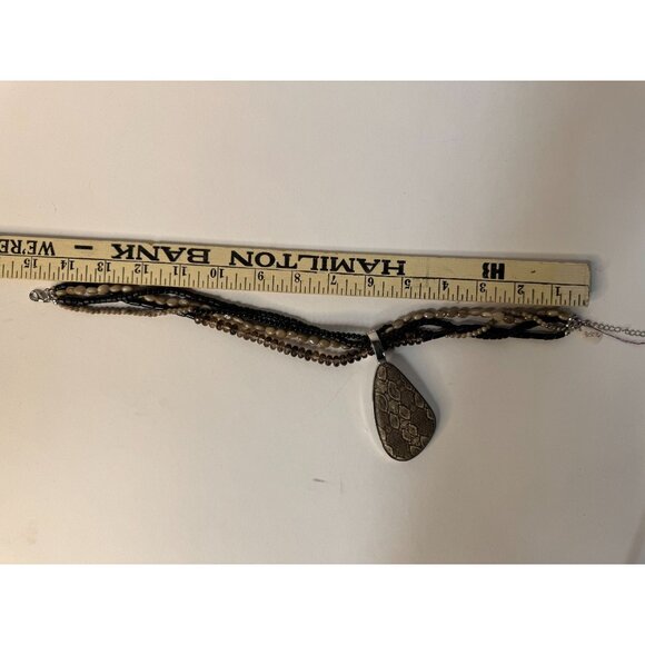 Premier Designs Multistrand Beaded Necklace W/ Reversible Metal & Faux Snakeskin - Picture 4 of 16